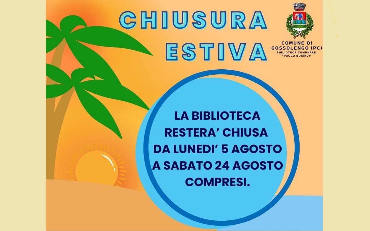 CHIUSURA BIBLIOTECA COMUNALE